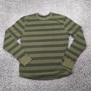 Volcom Shirt Men Large Green Thermal Knit Casual Minimalist Preppy Long Sleeve